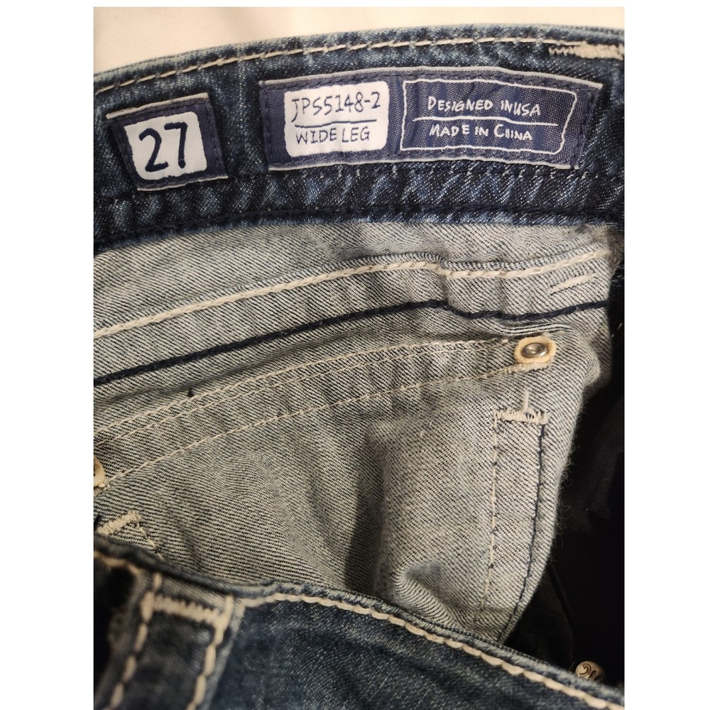 Women’s Distressed Bootcut Jeans - Dark Blue - Picture 6 of 12